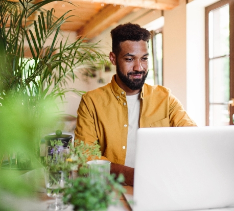 Partner working remotely on a laptop